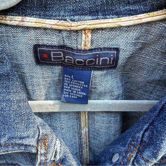 Baccini Women Long Sleeve Button Down Medium Denim Jacket Pockets Size L - Picture 6 of 6